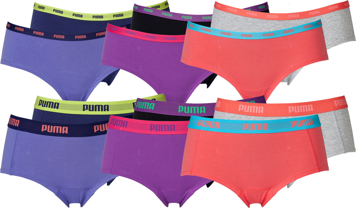 4er Pack Puma Damen Mini Short oder Hipster Slips Unterhosen Gr. S/36 M