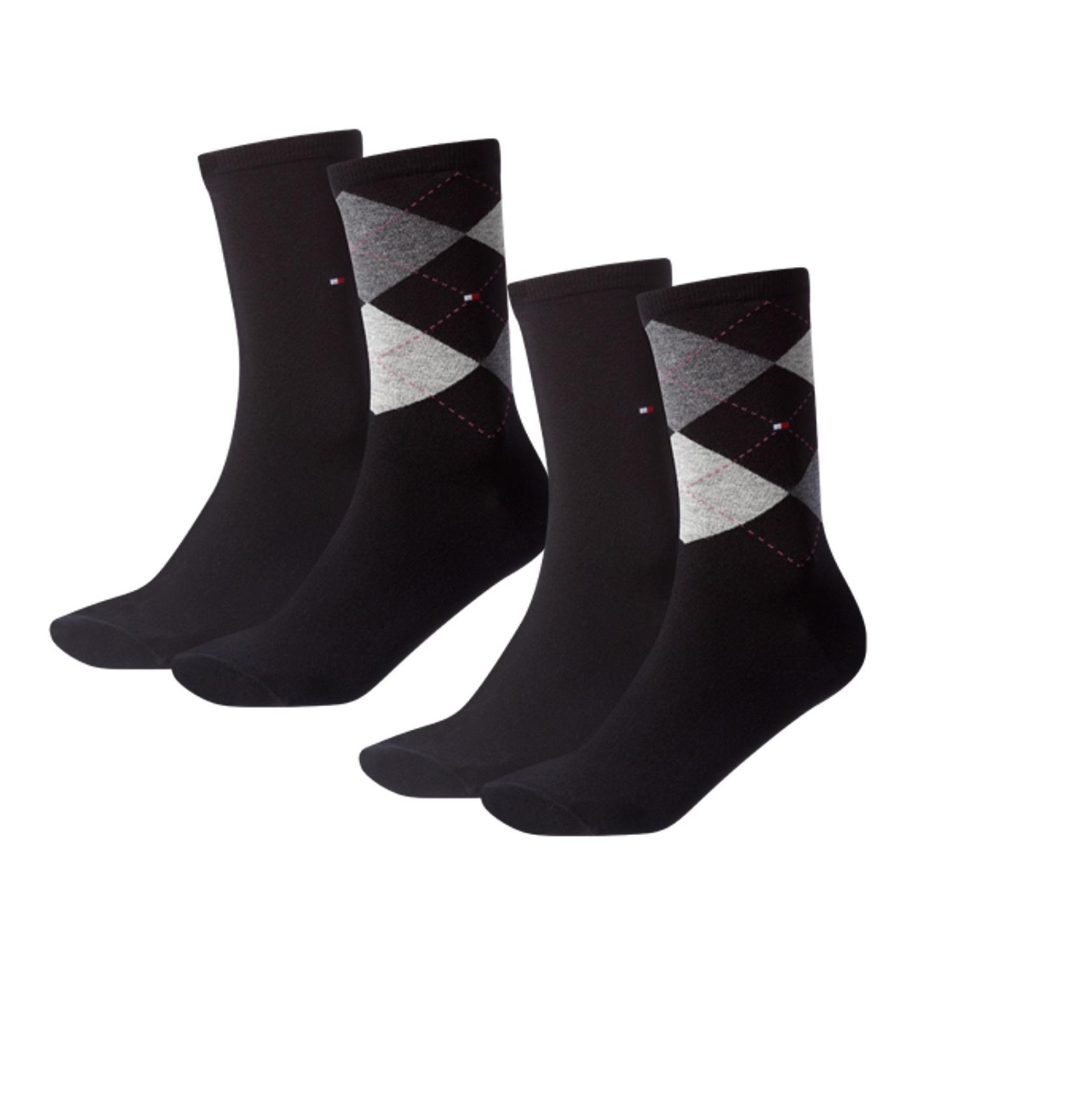 4 Paar Tommy Hilfiger Damen Socken Check 35-38 schwarz