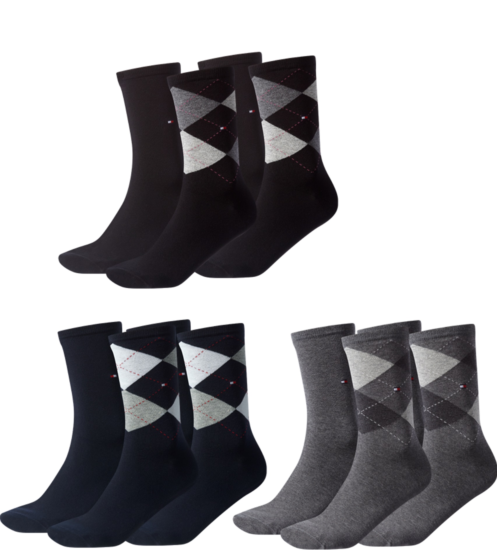 4 Paar Tommy Hilfiger Damen Socken Check 35-38 schwarz